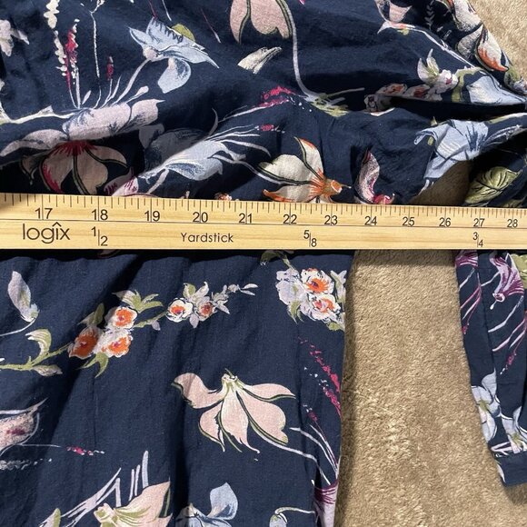 Terra & Sky Shirt Women's 2X Plus Square Neck Navy Blue Floral Tunic Blouse Top - Picture 6 of 7